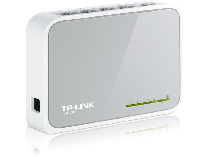 TP-Link Switch TL-SF1005D 5 Port Effizienter 5-Port 10/100Mbps Desktop-Switch – Energiesparend, Lüfterlos, Universelle Kompatibilität