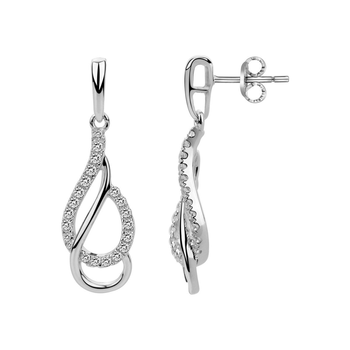 Boucles d'oreilles pendantes en Argent avec oxyde de zirconium blanc