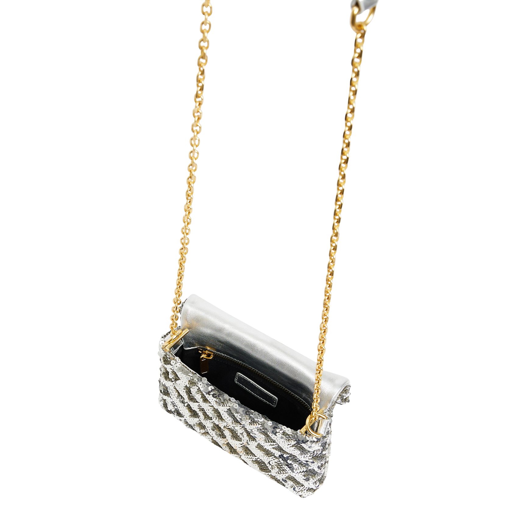 LE MINI FANNY - Sac bandoulière à sequins | Gris