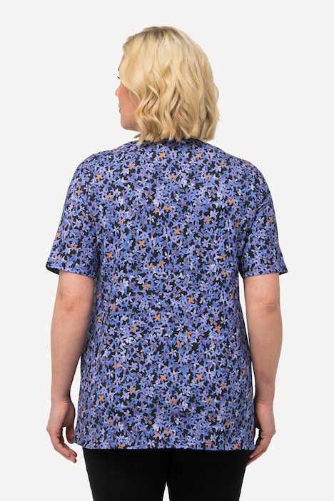 Shirt, gemustert, Rundhals, Halbarm