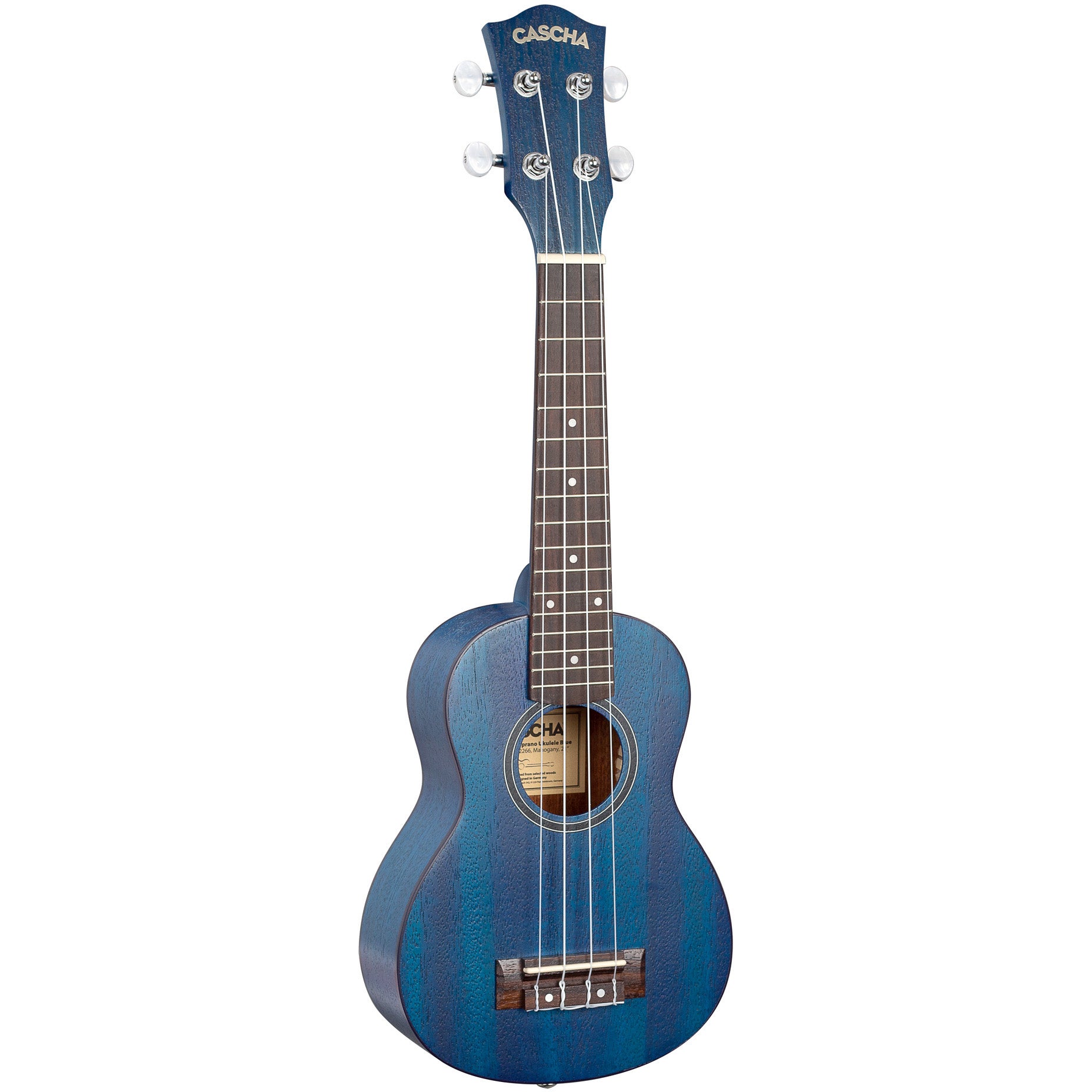 Cascha HH 2266 premium sopraan ukelele blauw met tas en plectra
