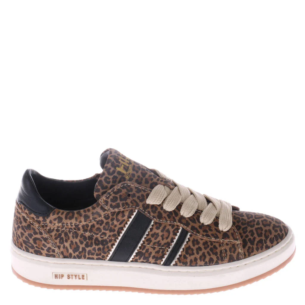 Hip suède sneakers met panterprint cognac/zwart