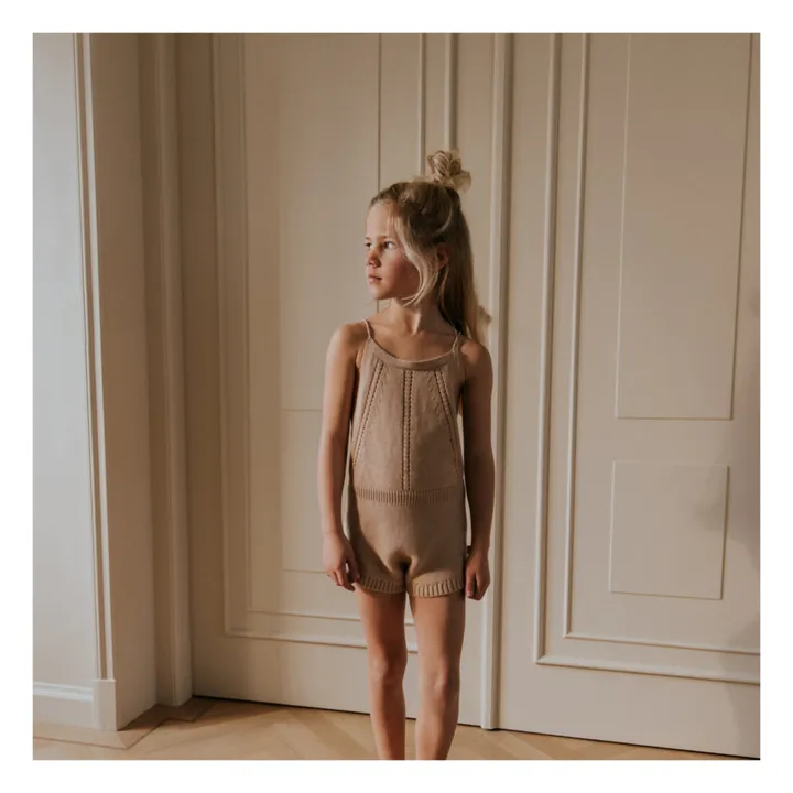 Yuki Combishort Maille Ajourée Coton Bio | Beige