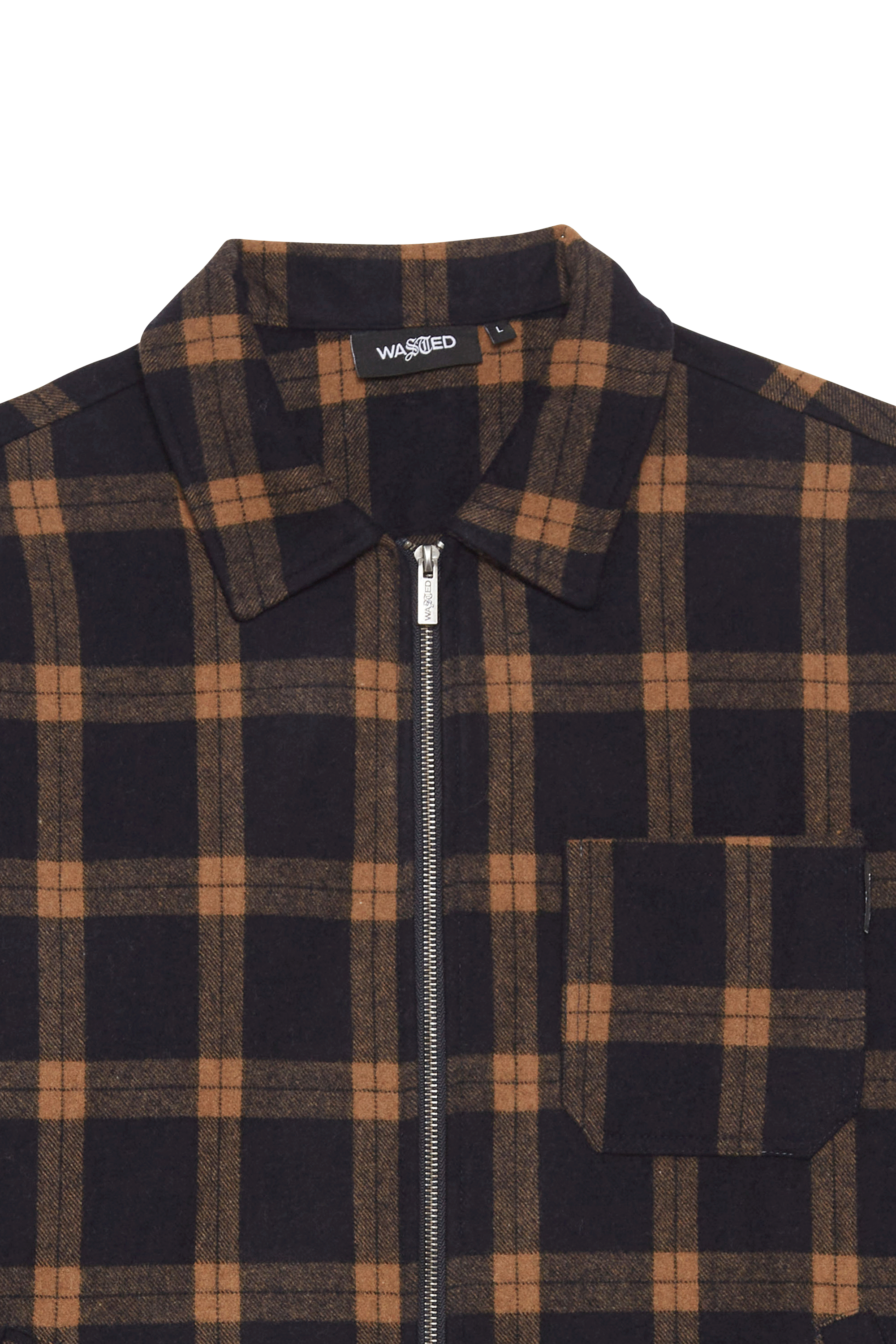 WASTED Veste SHIRT ZIP FEELER CHECK Marron