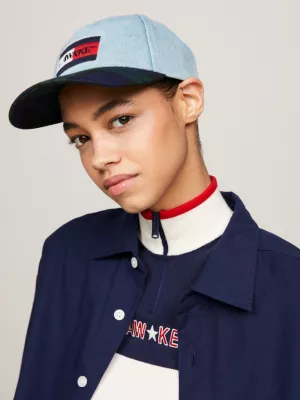 Boné de beisebol Tommy x Awake NY em jeans xadrez