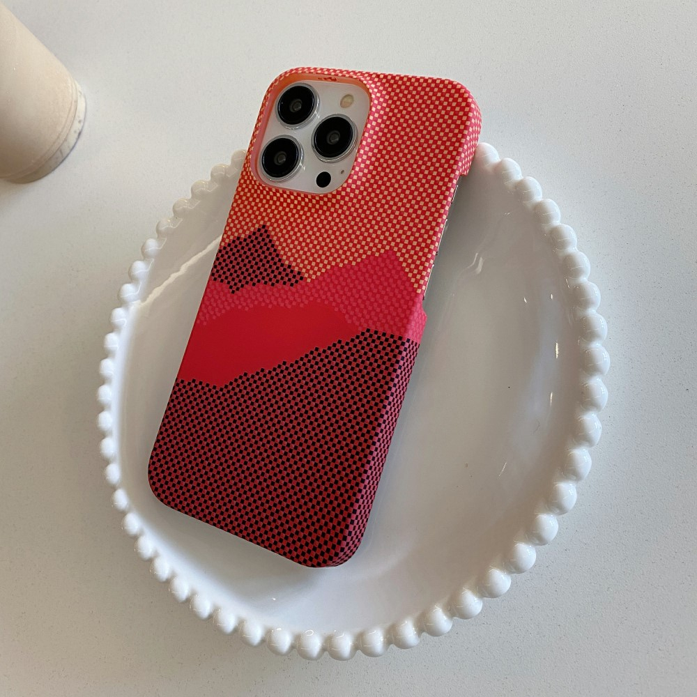 iPhone 13 Pro Hardcase Hülle im Carbon Look - Orange Mountain