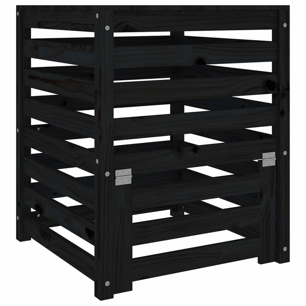 Composteur noir 63,5x63,5x77,5 cm bois massif de pin