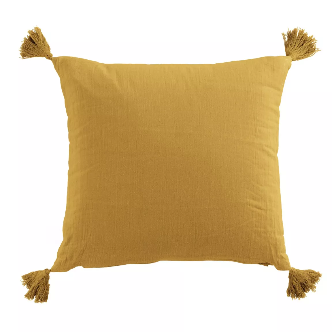 Coussin carré gaze de coton (40 x 40 cm) Gaïa Jaune safran