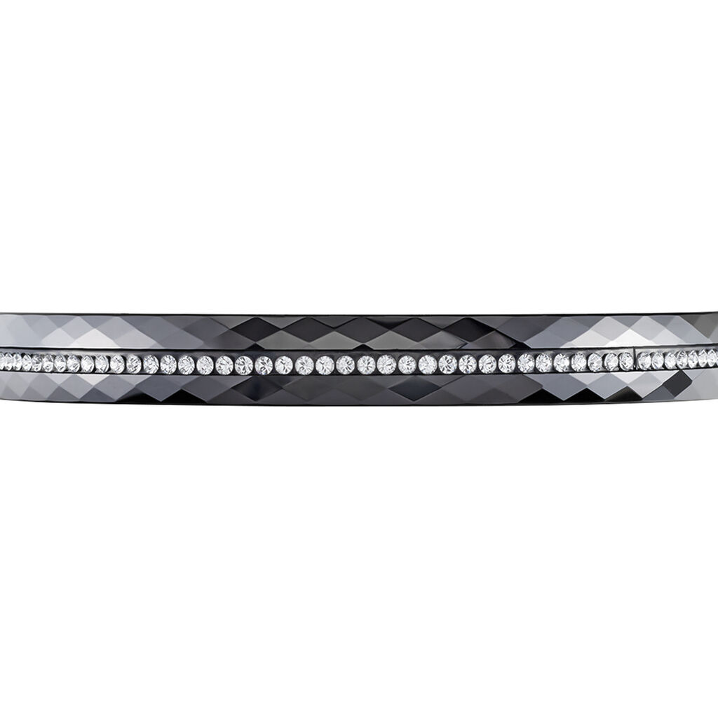 Bracelet Jonc Lola Cera Ceramique Noir Strass Et Céramique