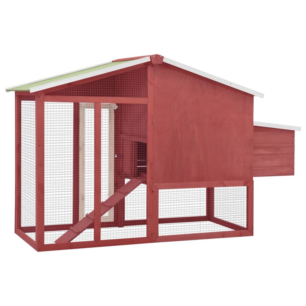 Poulailler avec nichoir 191 x 67 x 117 cm bois de sapin massif rouge et blanc