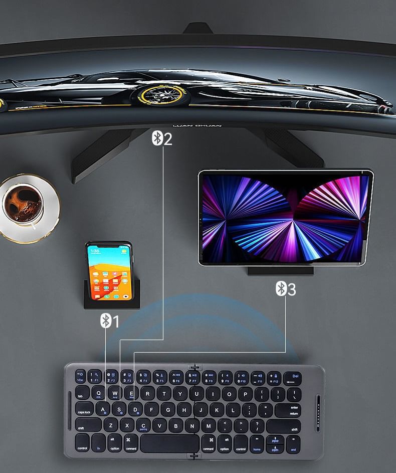 HOMTEC - USB oplaadbaar Bluetooth opvouwbaar toetsenbord