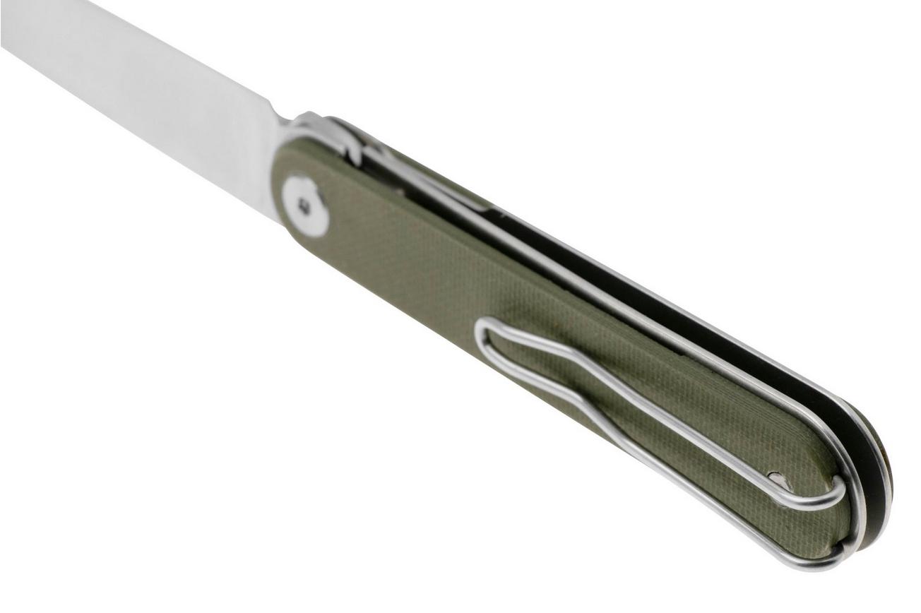 Real Steel Iris Front Flipper 8061BG Satin 12C27, OD Green G10, zakmes