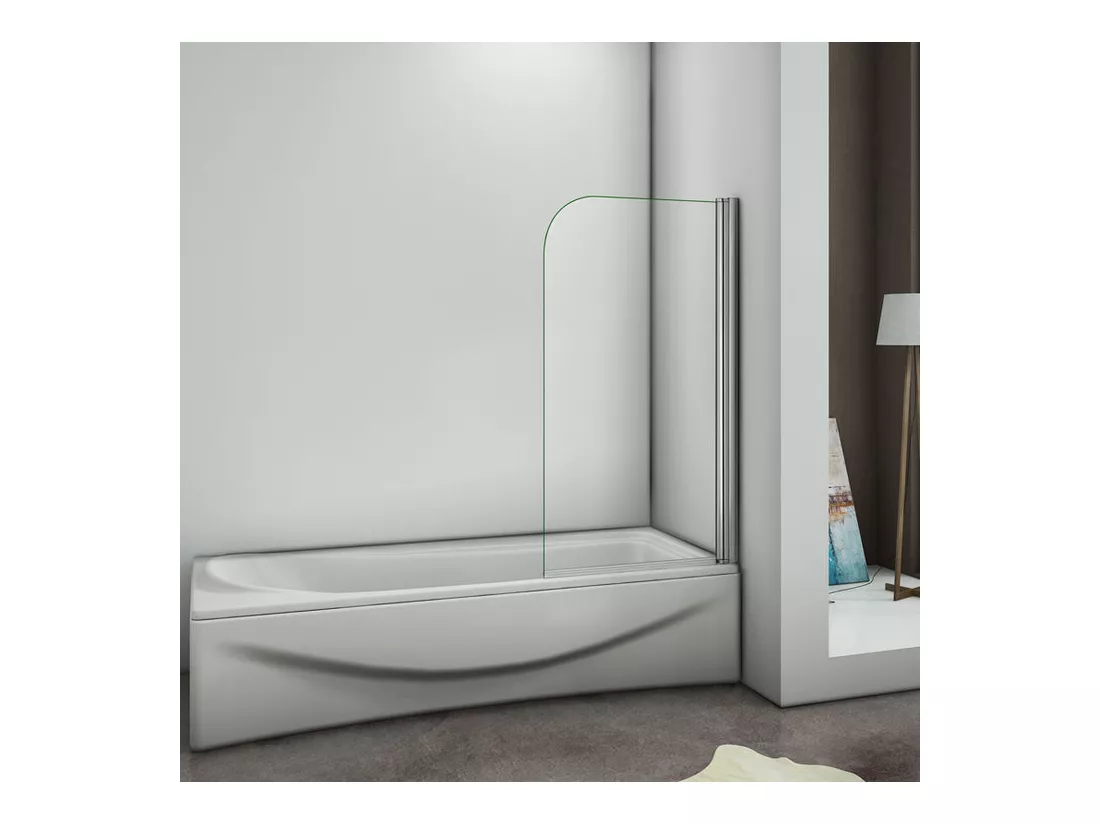 Pare-baignoire 80x140cm en 6mm verre anticalcaire, paroi de baignoire pivotant 180°Hauteur 140cm