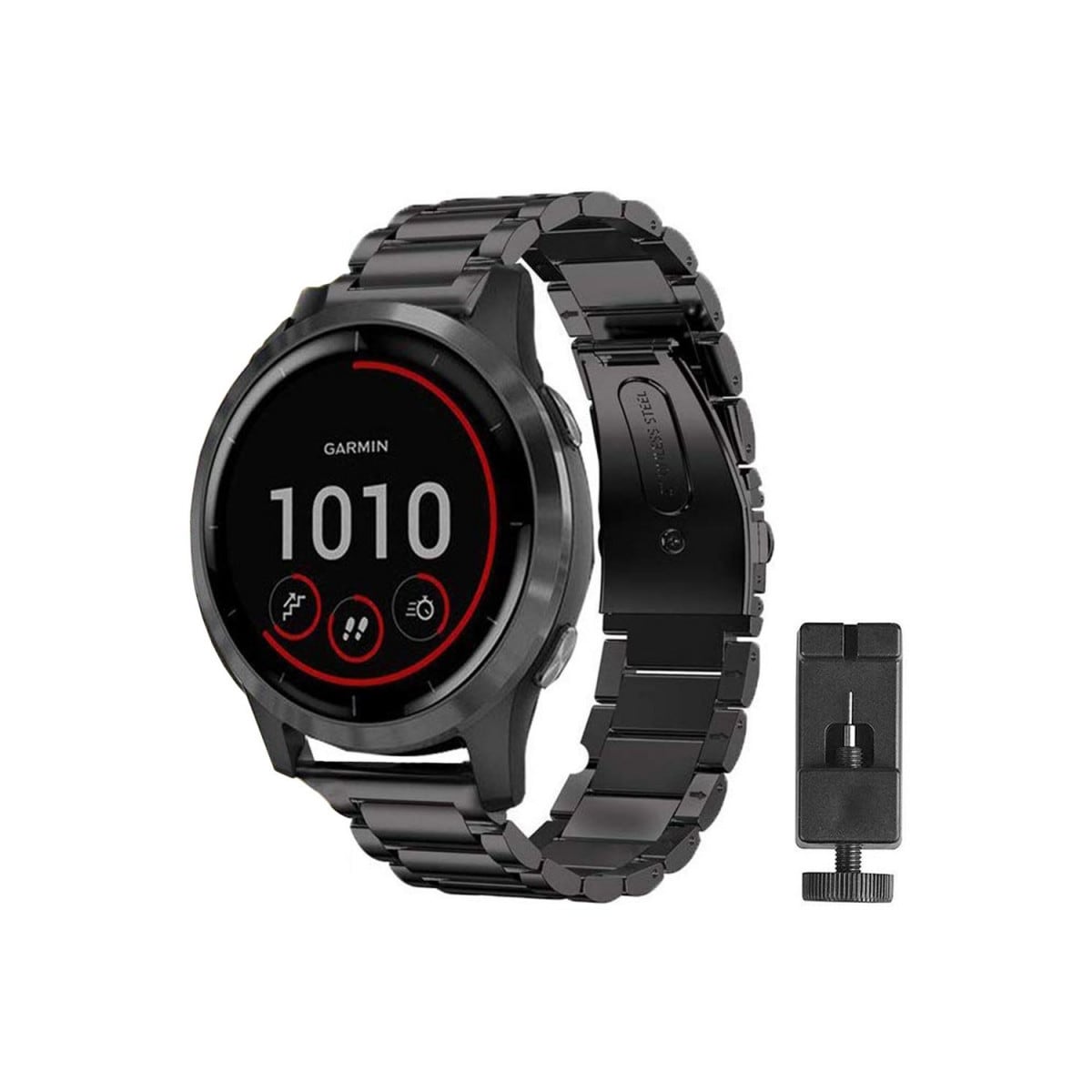 Rustfritt stål armbånd GARMIN VivoActive 4 - Svart