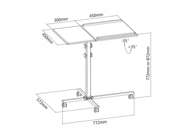 SBOX PFS-2, Multimediavogn, Sort, Sølv, MDF, PVC, Stål, Projektor, 10 kg, 4 hjul