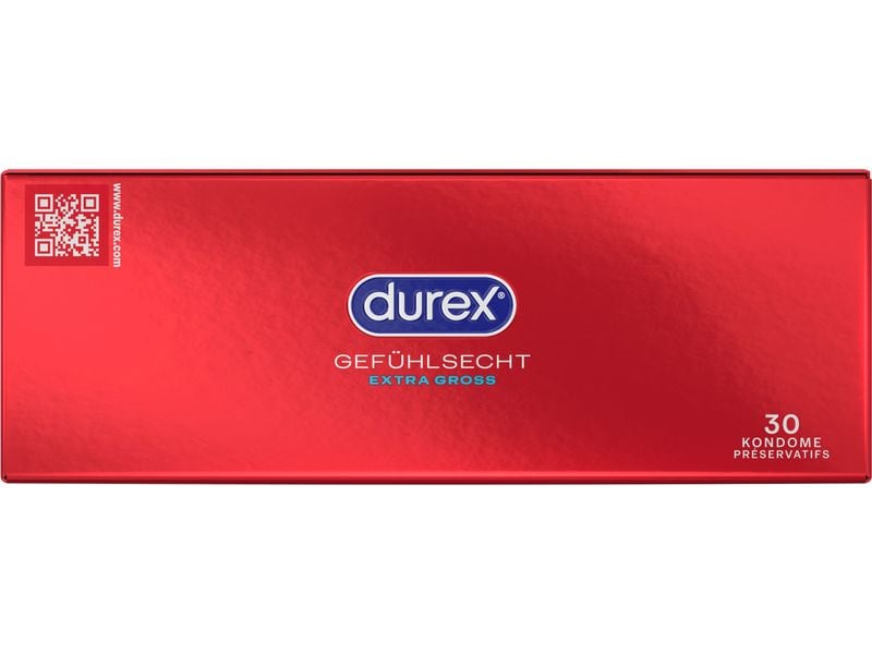 Durex Kondome Gefühlsecht XXL Vorteilspackung 30 Stück Hochwertige Präservative zur sicheren Verhütung