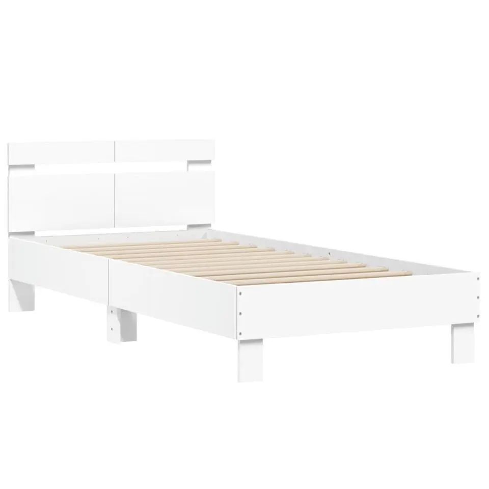 vidaXL - Bed frame met hoofdbord - Wit - Bewerkt hout - 100x200 cm