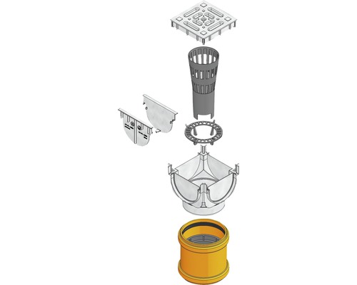 Hauraton TOP X Universele Box met Aansluitset en Geurvanger, Zilver