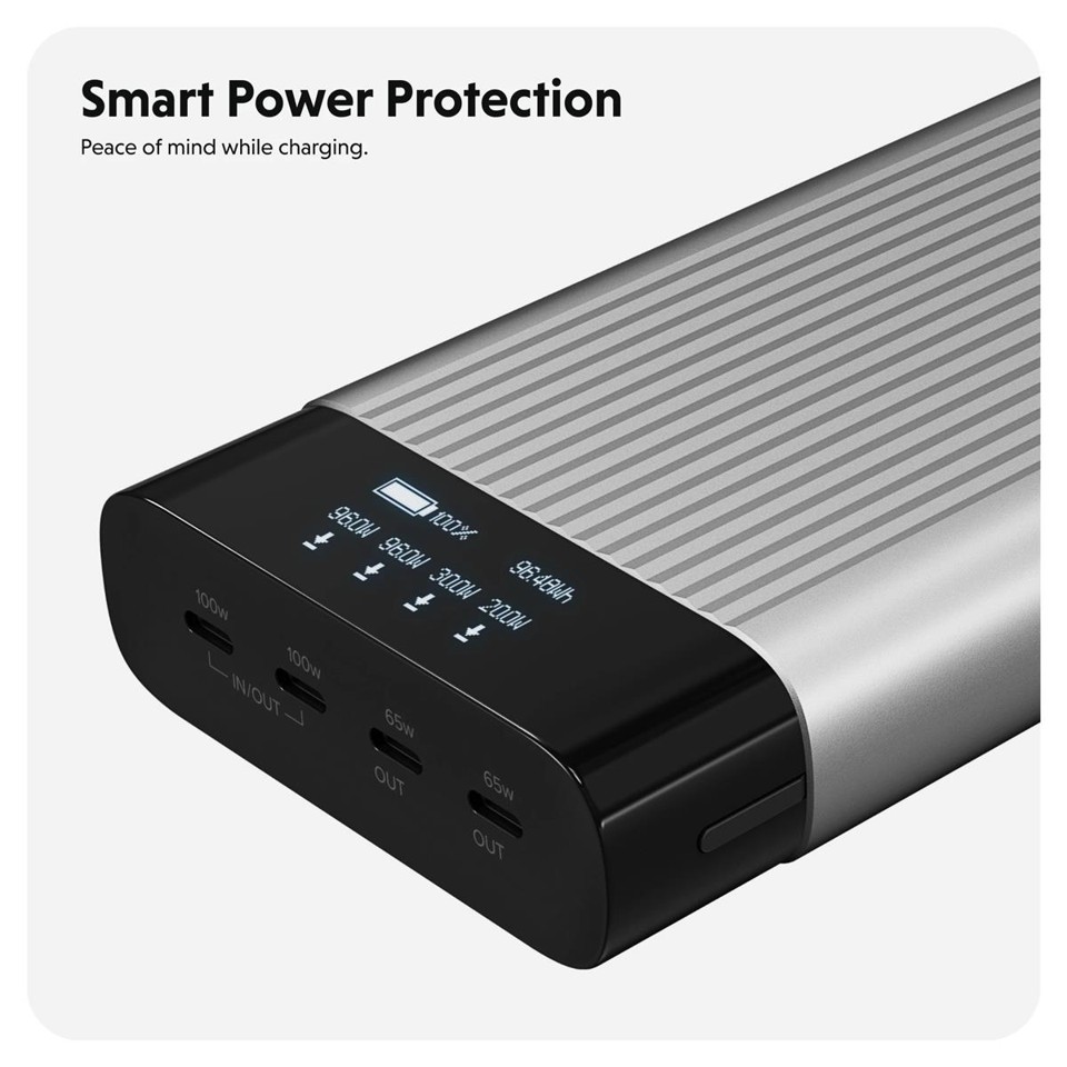 Hyper - HyperJuice - 245W USB-C 100Wh Power Bank Med OLED Display