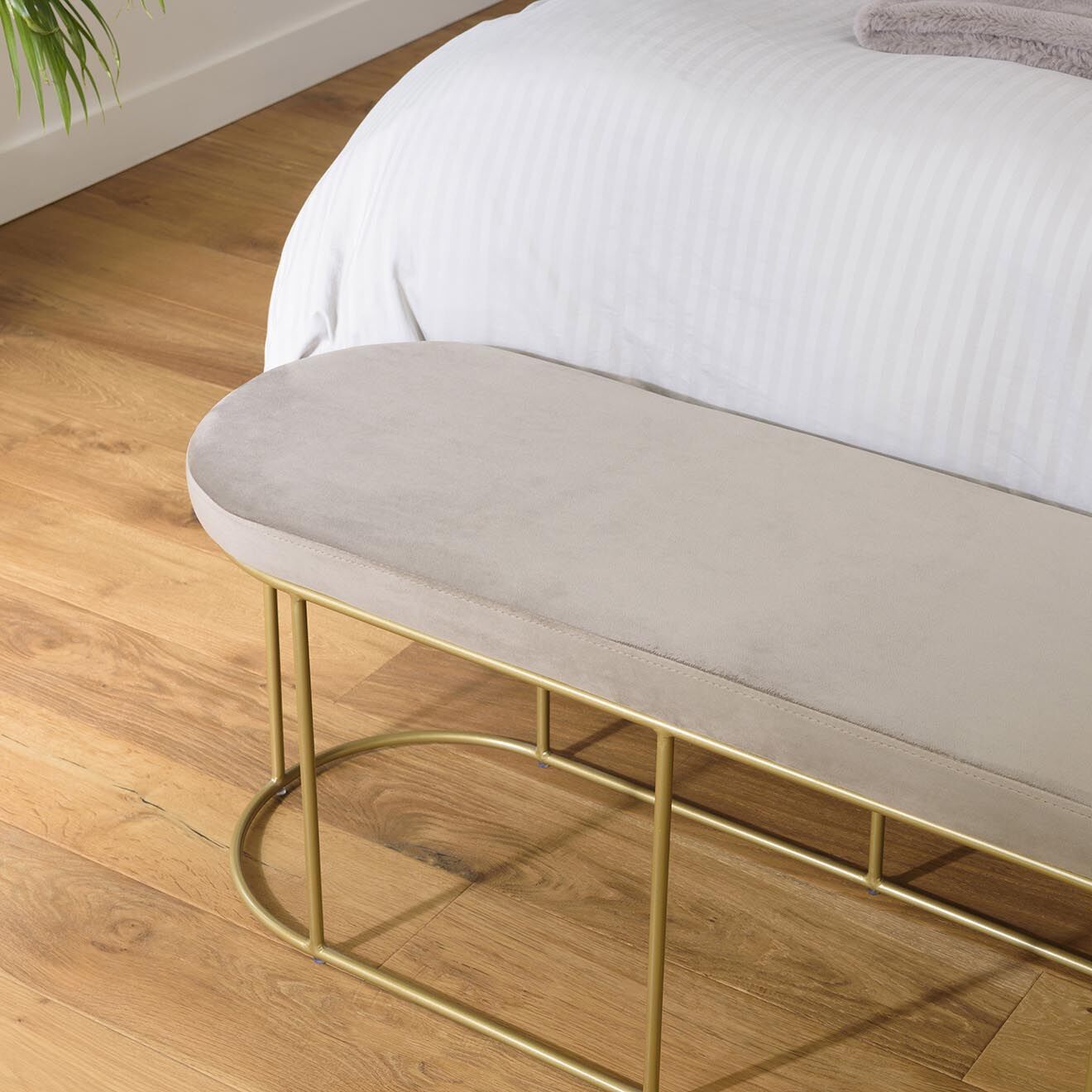 Macabane Banc velours agathe taupe - 105x36x42 cm