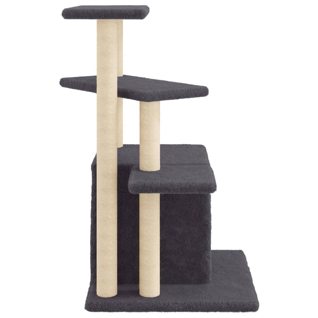 Arranhador para gatos vidaXL com hastes de sisal cinza escuro, 83,5 cm
