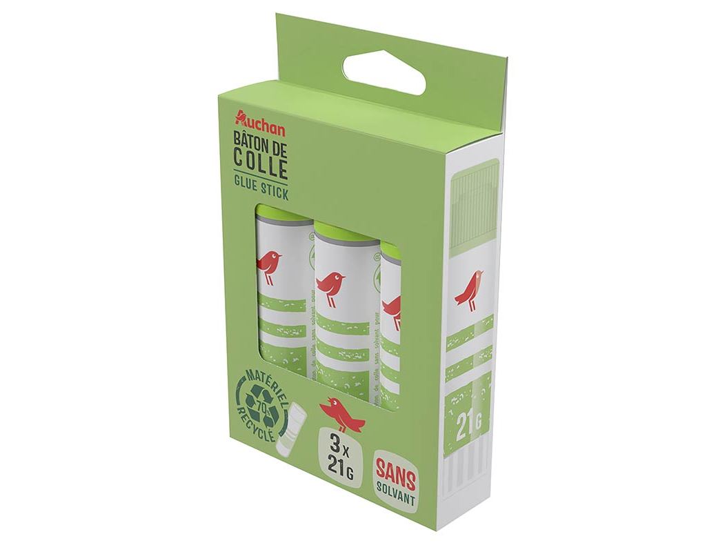 CONJUNTO DE 3 TUBOS DE COLA BATON AUCHAN 21G