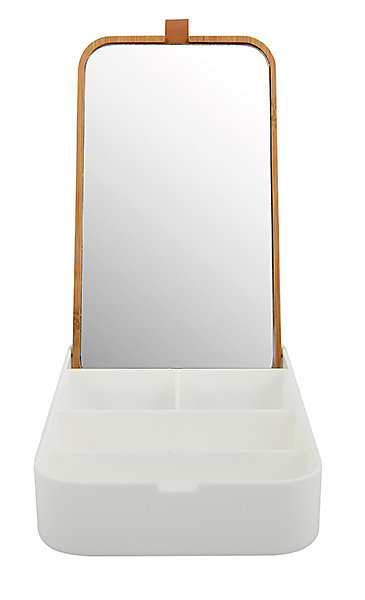 Boîte à bijoux avec miroir blanc et bambou 13 x 22 cm, MSV Alais