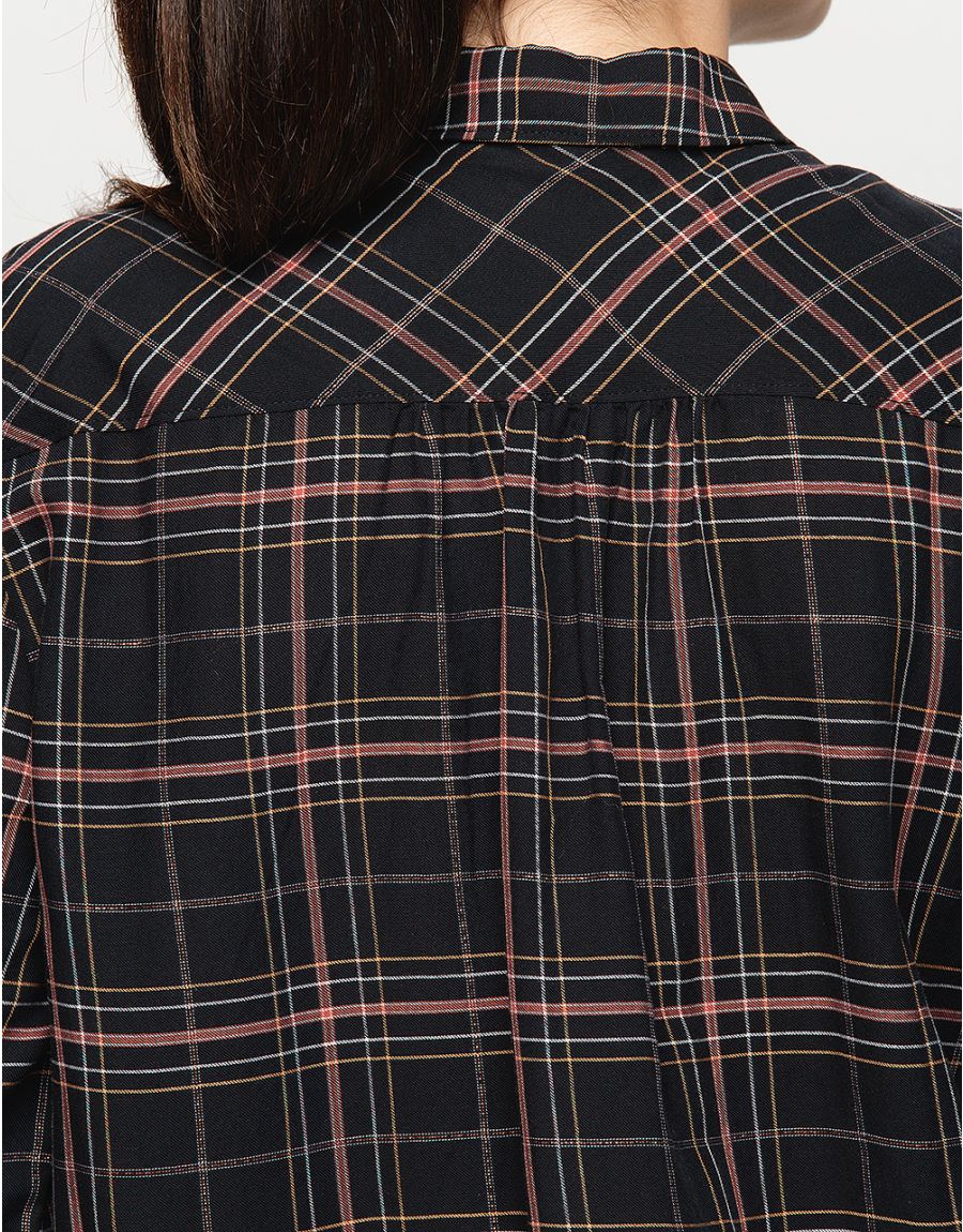 Blouse carreaux ocre noir