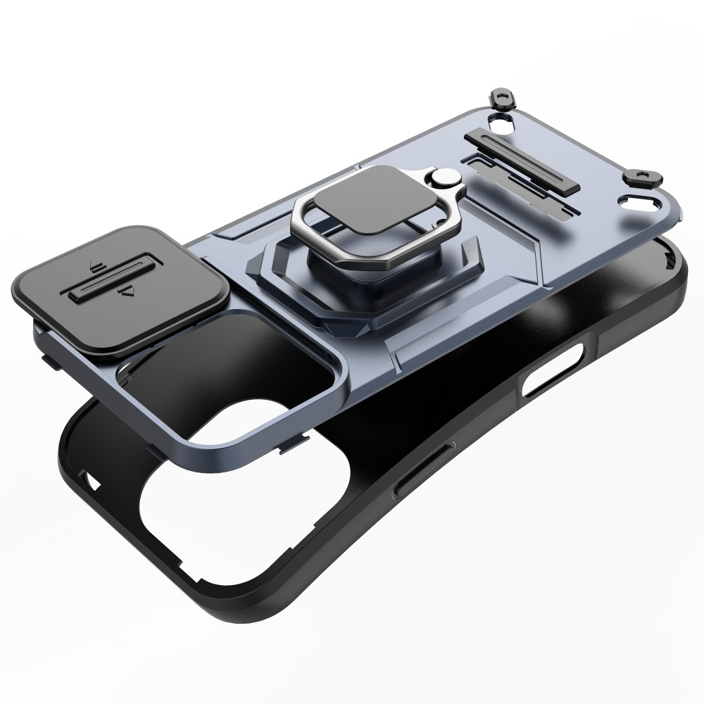 iPhone 16 Pro Hybrid Outdoor Hardcase Hülle mit Cam-Slider   Kickstand - Schwarz