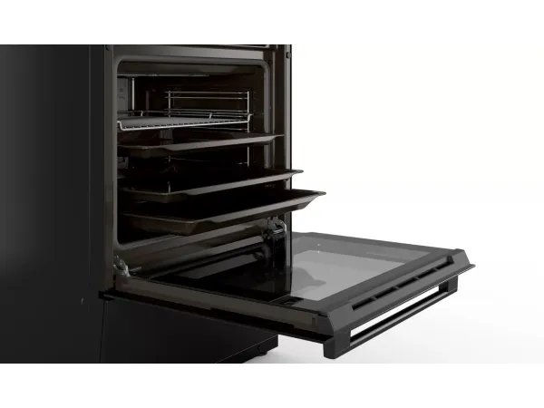 Bosch Serie | 4 HKN31A060U - Komfur - fritstående - bredde: 60 cm - dybde: 60 cm - højde: 90 cm - med selv-rengøring - sort