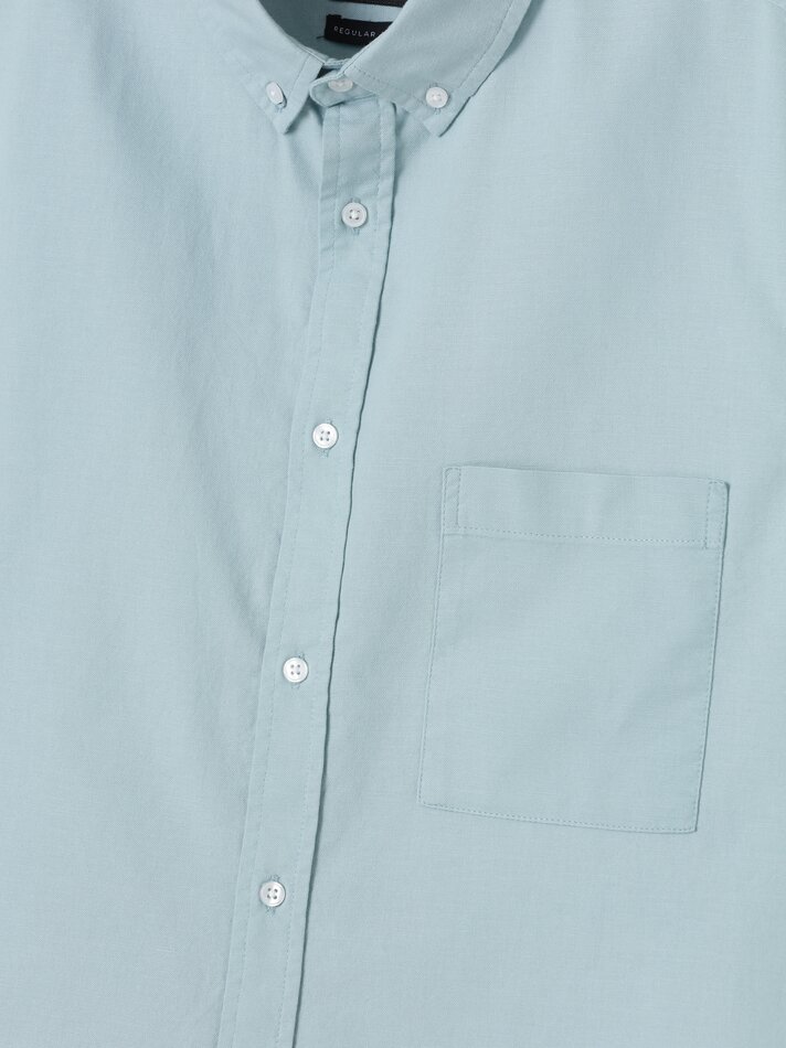 Camisa oxford de manga curta - Turquesa claro