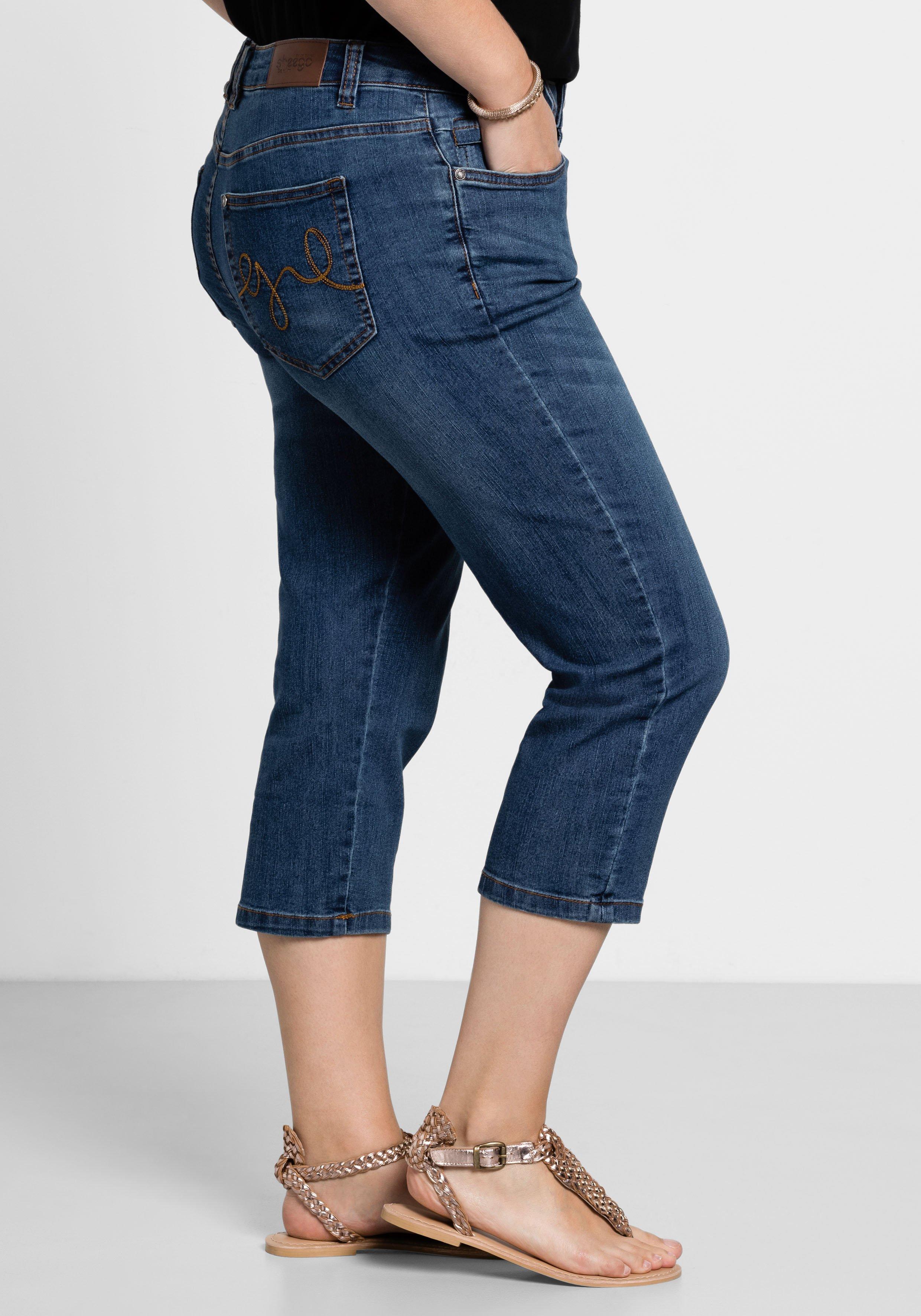 Caprijeans mit Used-Effekten