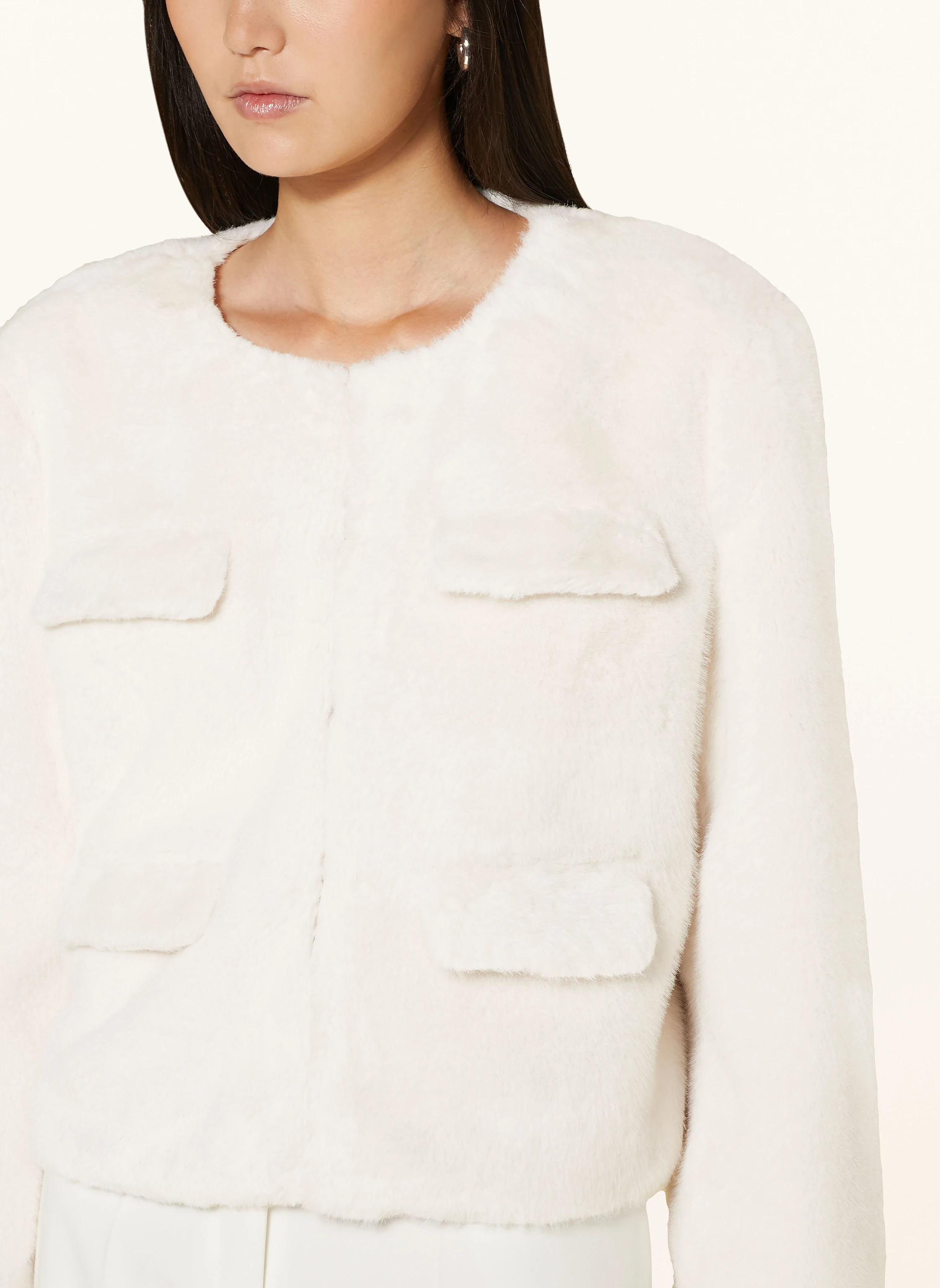 self-portrait Overjacket mit Kunstpelz