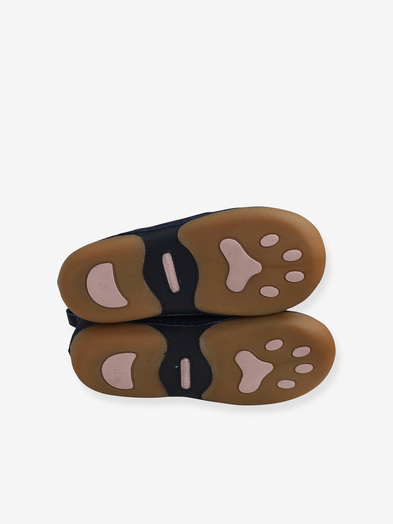 Pantufas de couro elásticas e flexíveis para meninas, lisas, azul-escuras.