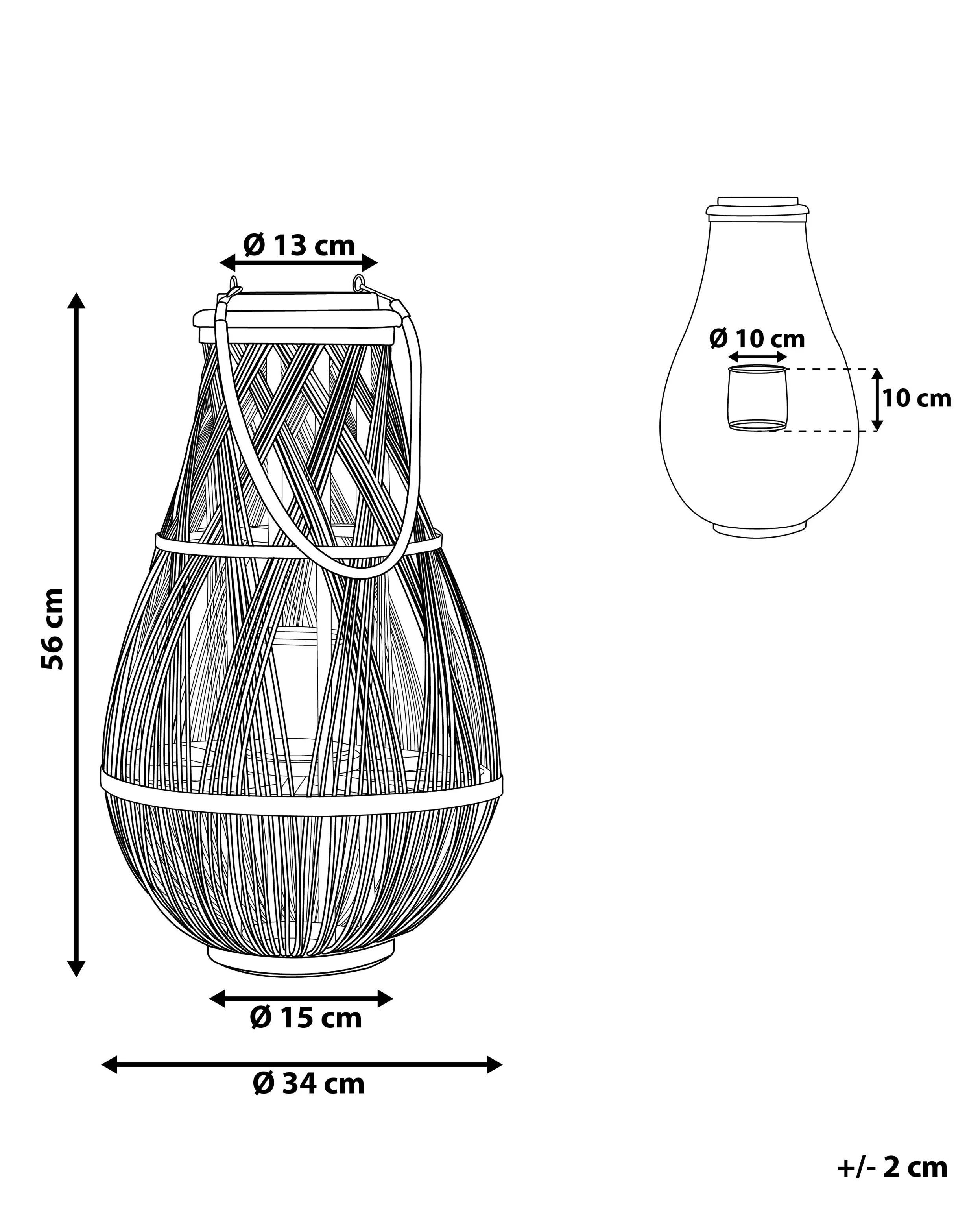 Lantaarn TONGA Bamboehout 56 cm Wit