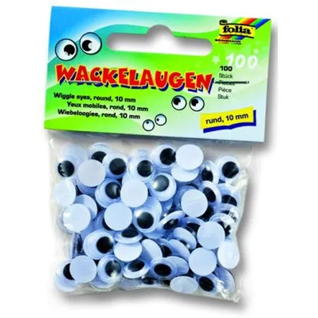 Folia 750010 Wackelaugen, 100 Stück., Ø 10 mm
