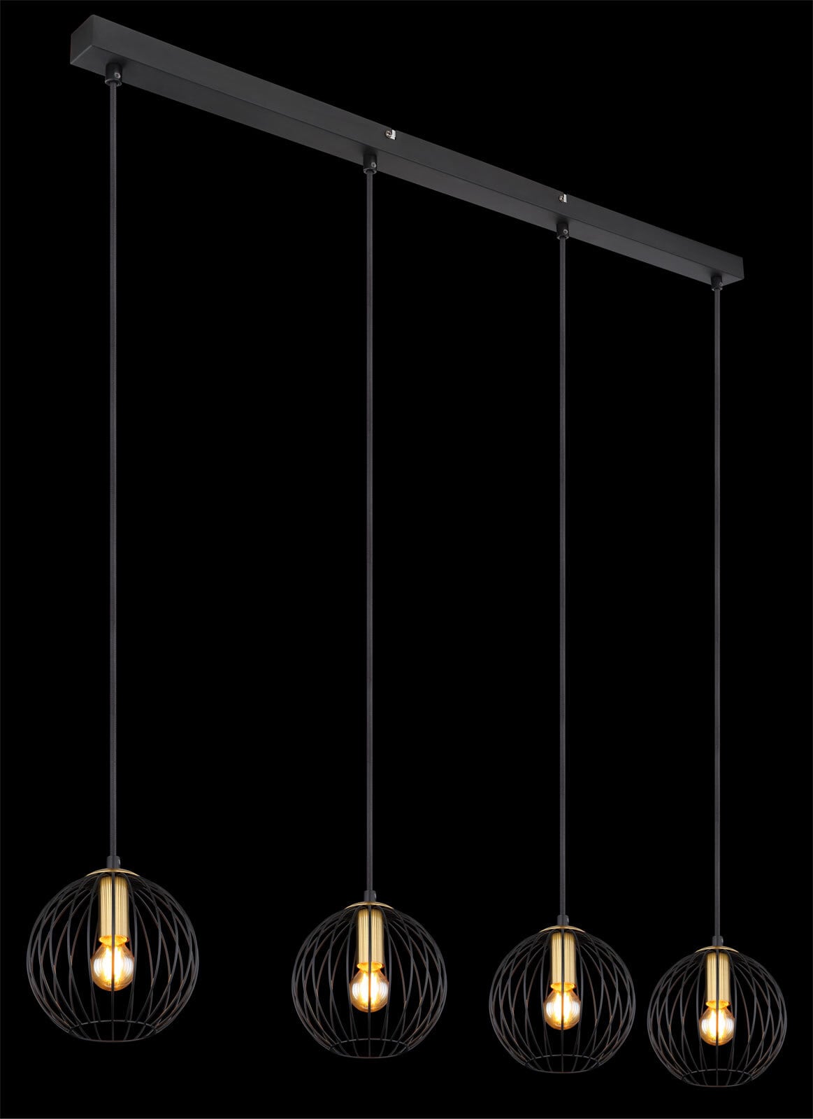 EUSEBIUS Pendellampe schwarz 15589-4H, B/H/T: 100 x 150 x 16 cm, Metall