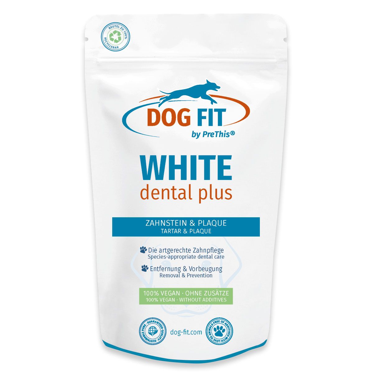 DOG FIT by PreThis® WHITE dental plus » Zahnsteinreduzierung & Zahnpflege für Hunde