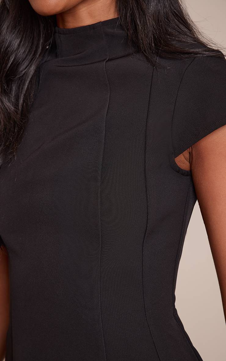 Noir Robe Mini Cintrée À Col Montant Tall
