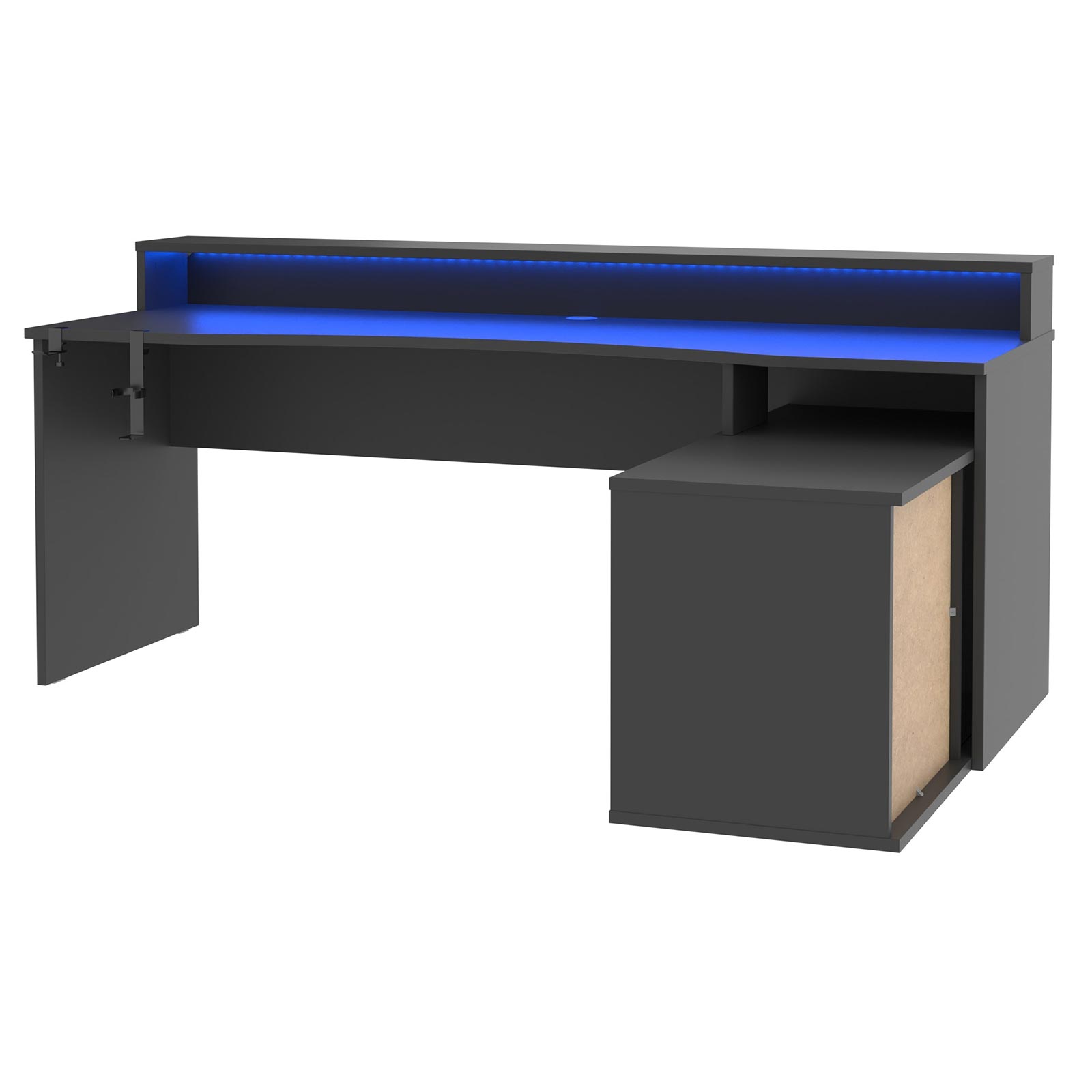 Gamer-Schreibtisch - schwarz - mit LED-Beleuchtung - 200 cm breit