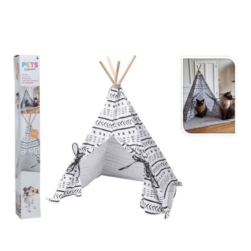 Cama tipi de lona branca da Pets Collection para gatos.