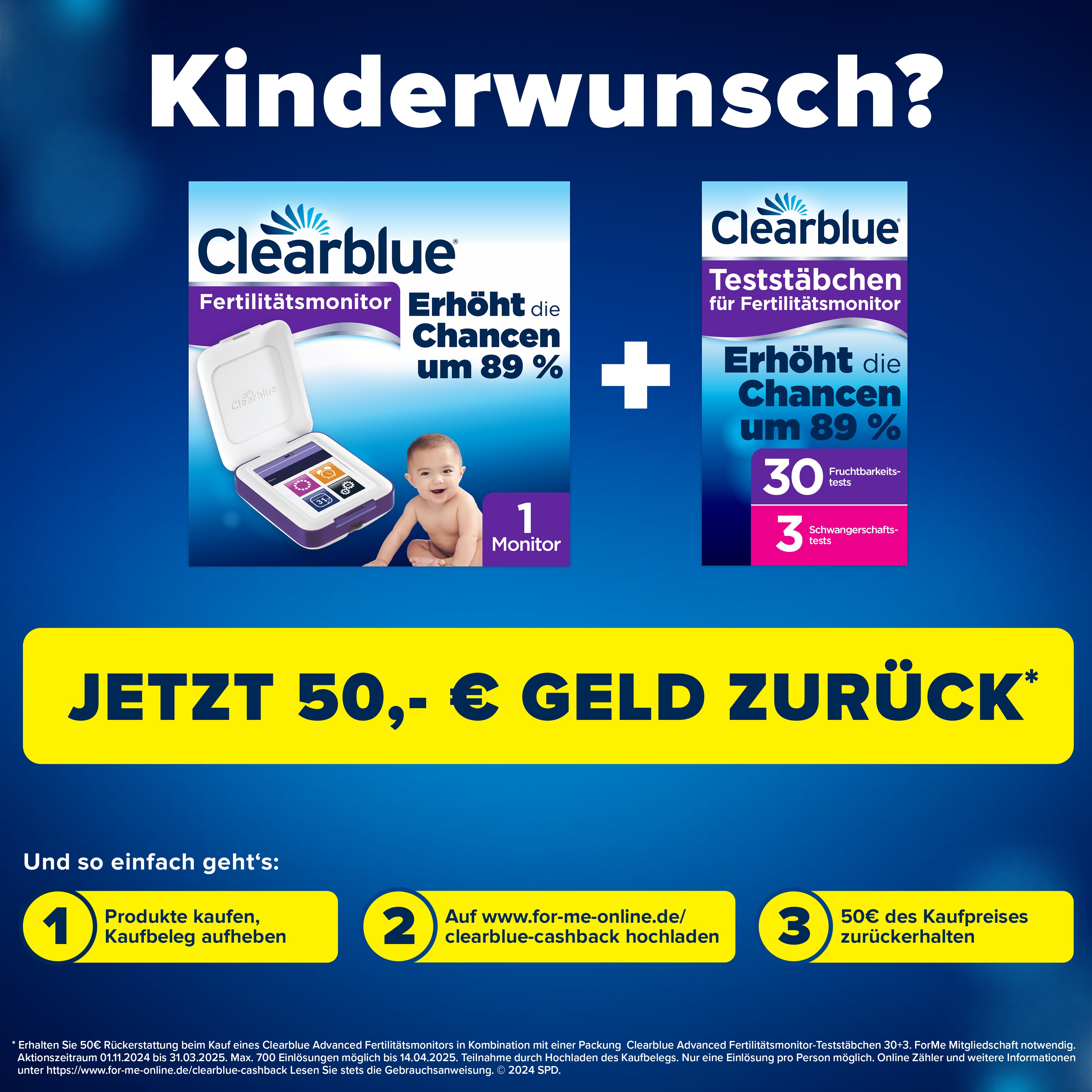Clearblue Advanced Fertilitätsmonitor - Jetzt 50€ Cashback sichern