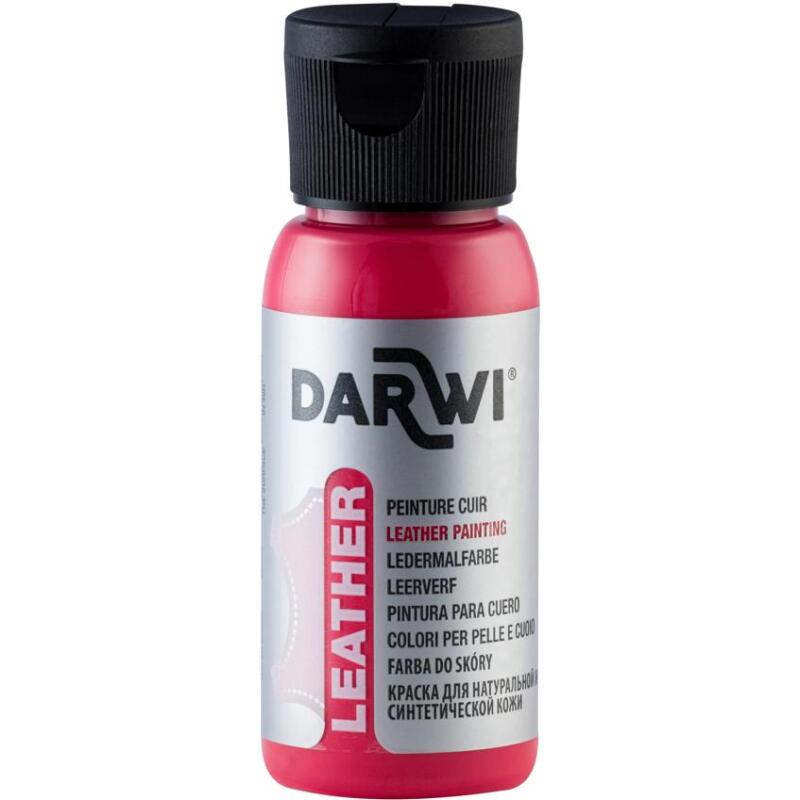 DARWI Flacon de 50 ml de Peinture sur Cuir - vermillon