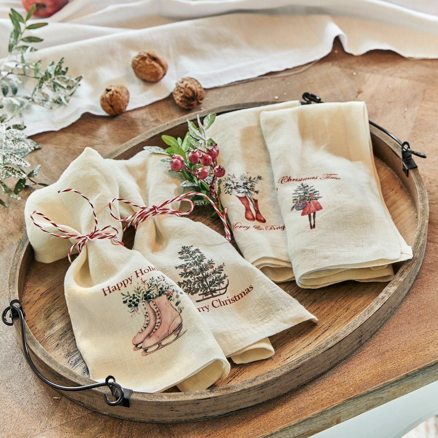 Serviette 4er Set Merry  &  Bright