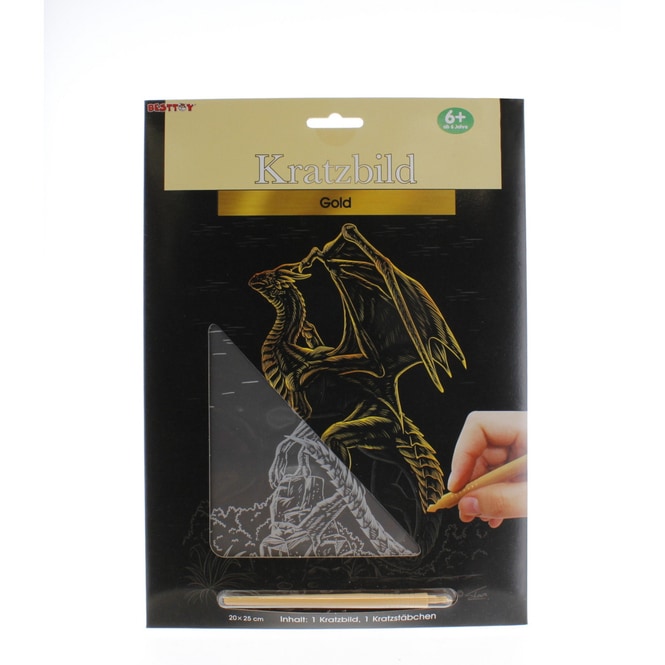 Besttoy - Kratzbild - Drache - Gold