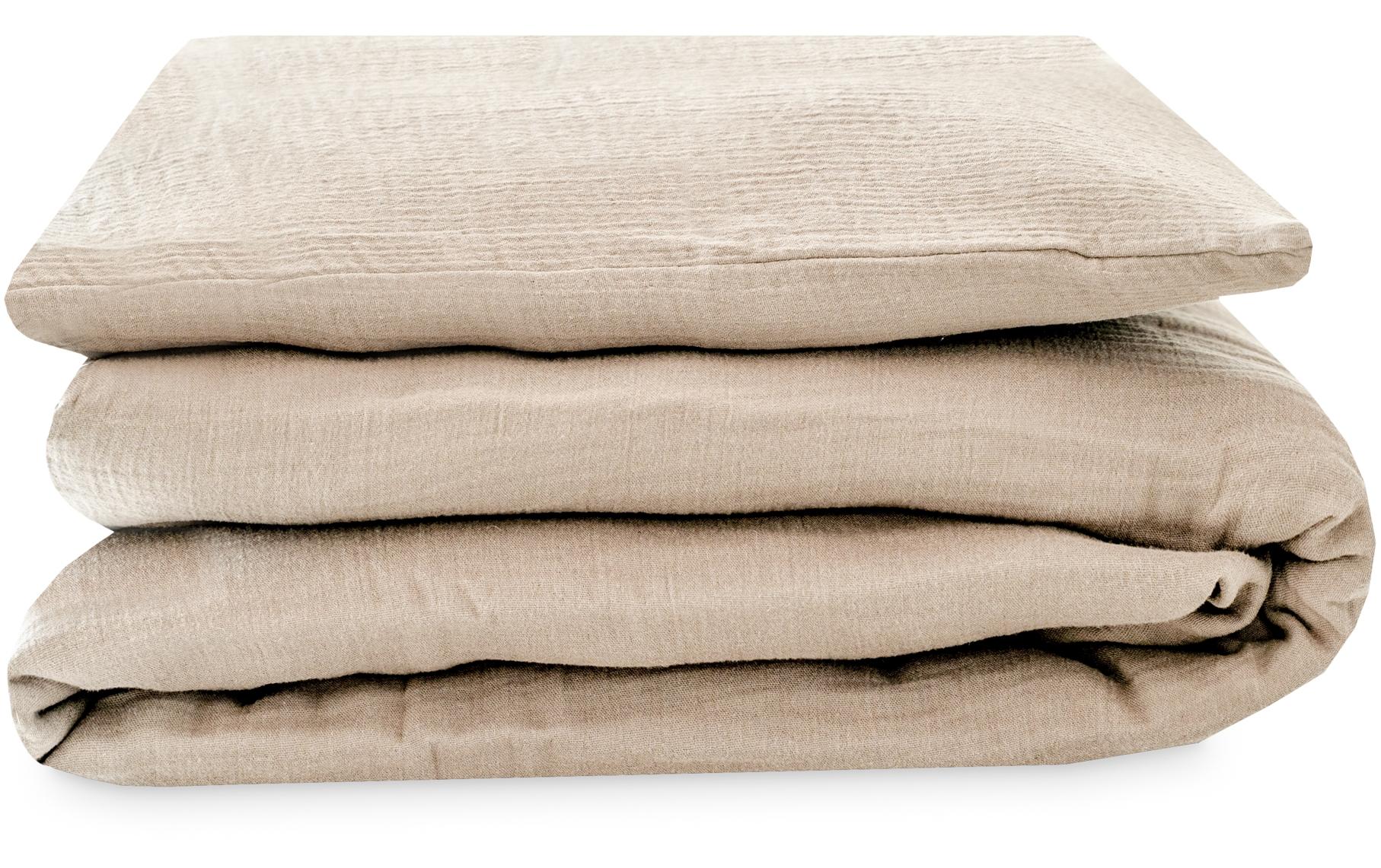 Kinderbettwäsche Musselin Sand 100 x 135 cm + 40 x 60 cmMusselin-Bettwäsche