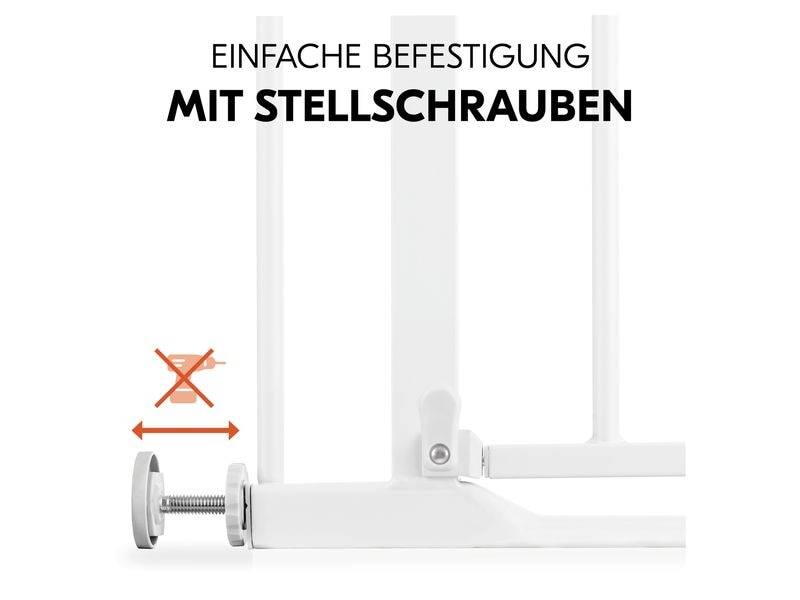 Hauck Türschutzgitter Clear Step Autoclose 2 Weiss 75 cm - Barrierefreies, automatisch schliessendes Tür- und Treppenschutzgitter-Set