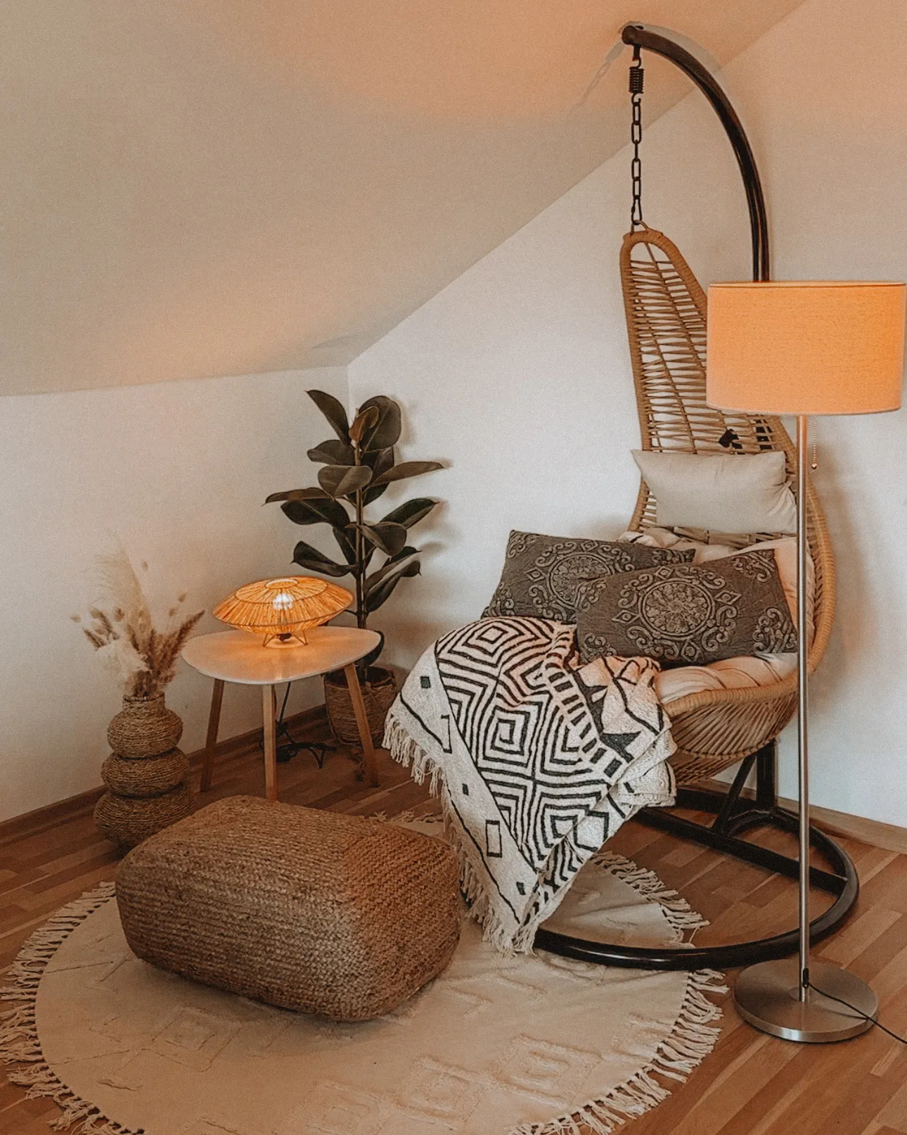 Vloerkleed HARRAN Lichtbeige ø 140 cm Katoen