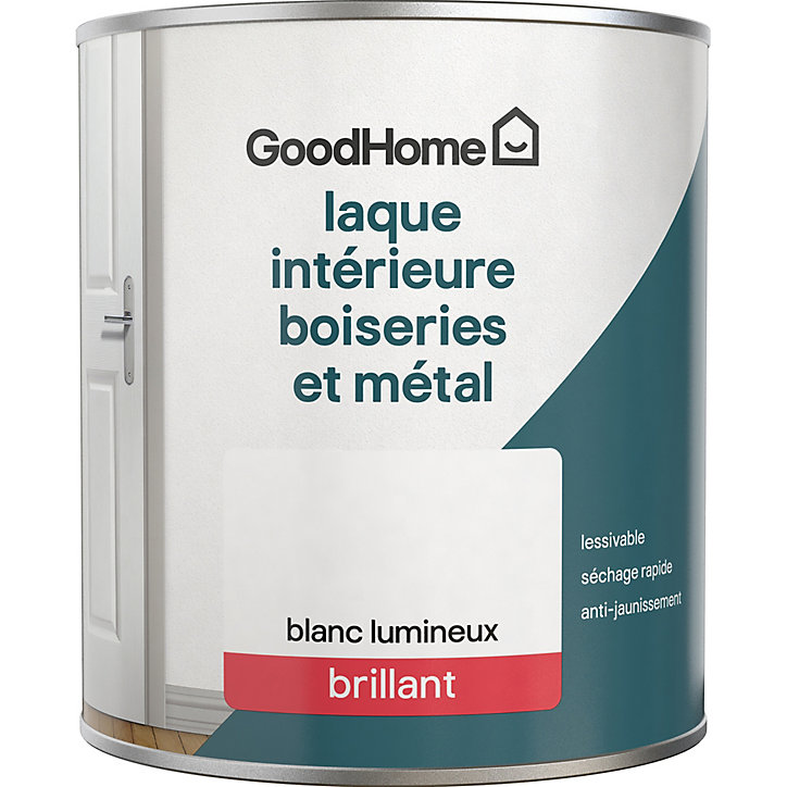 Laque boiseries et métal GoodHome brillant blanc 750ml