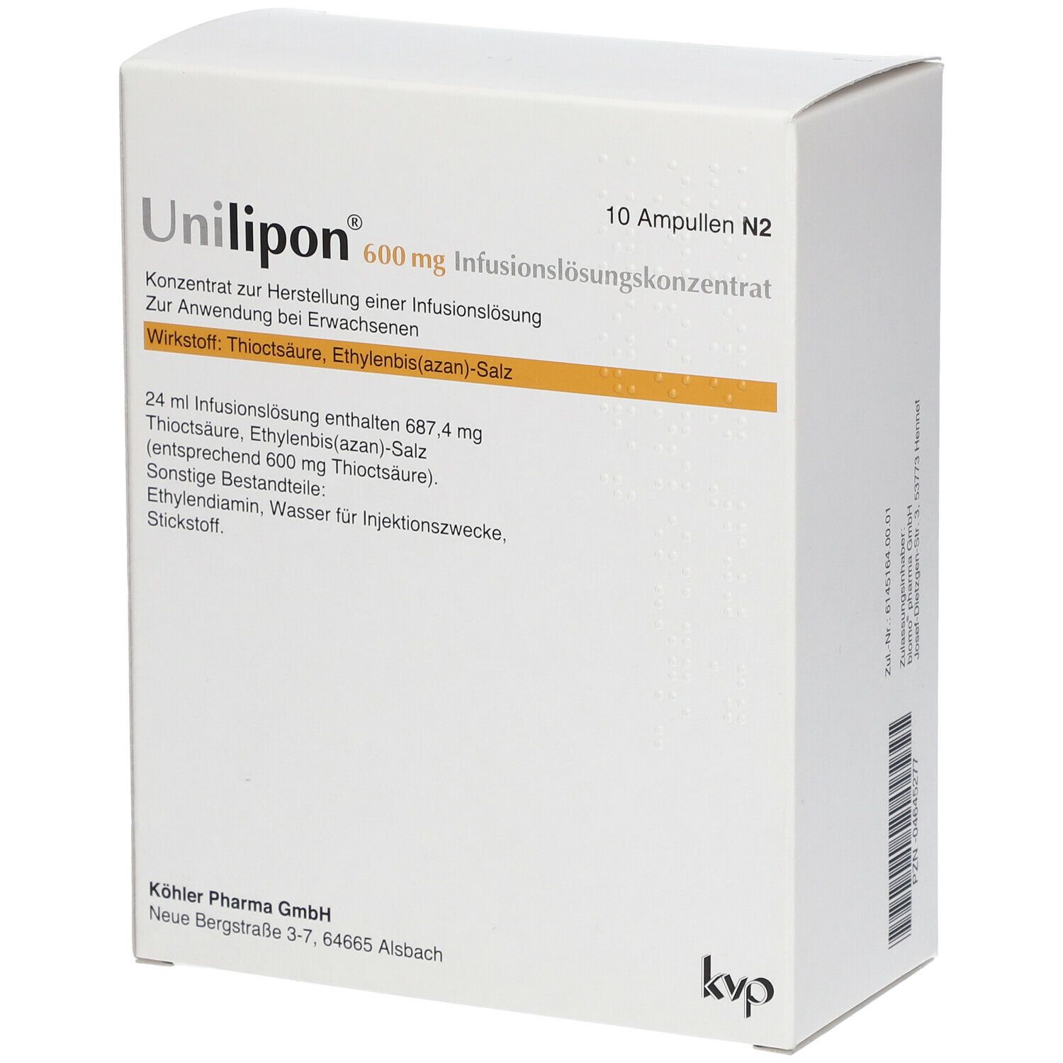 Unilipon® 600 mg Infusionslösungskonzentrat